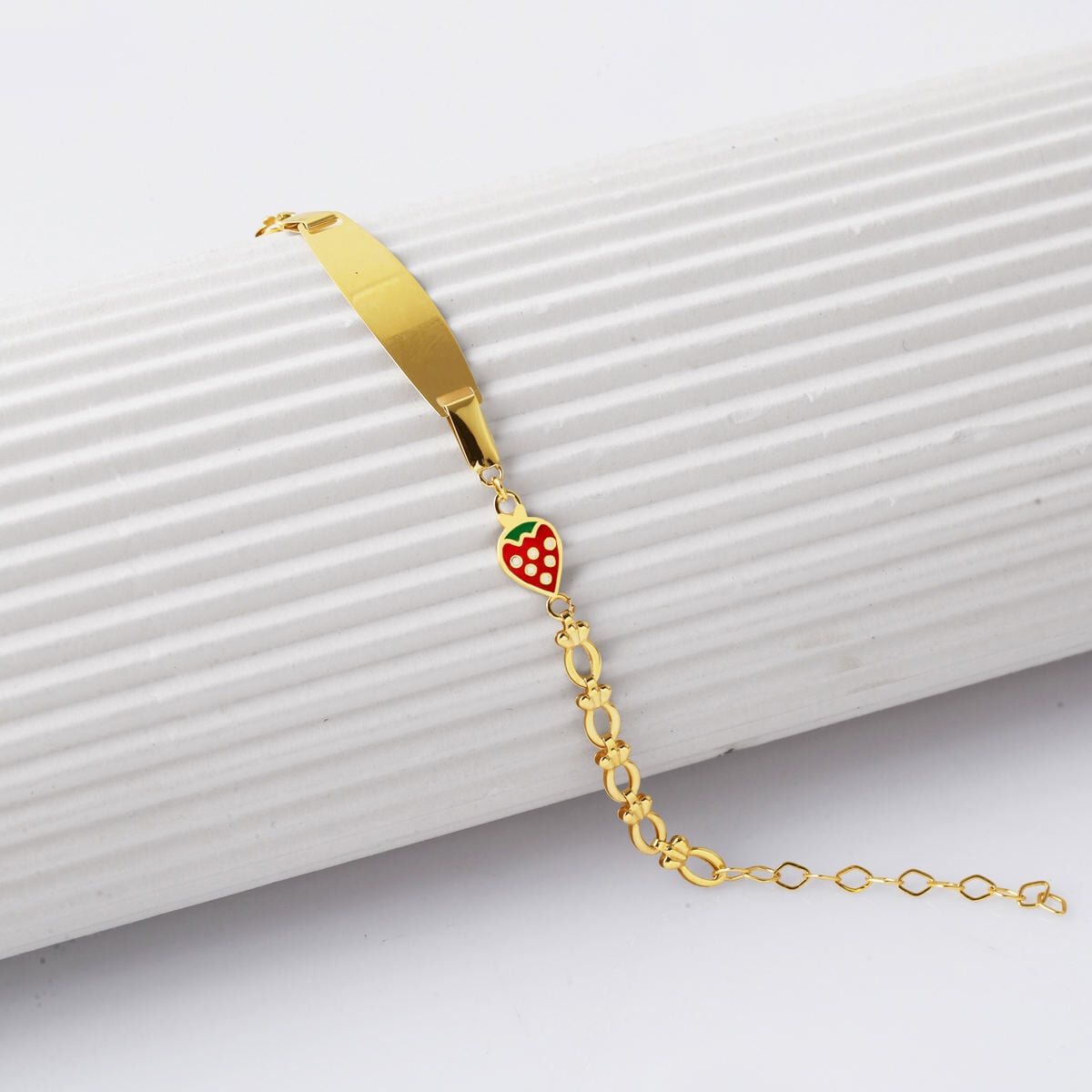 14K Yellow Gold Personalized Name Children's Enamel ID Bracelet