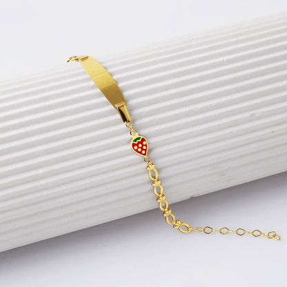 14K Yellow Gold Personalized Name Children's Enamel ID Bracelet
