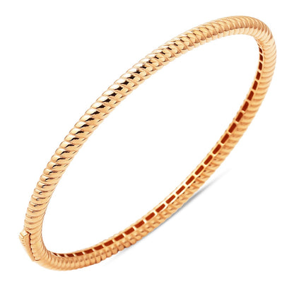 14K Yellow Gold Buckle Braided Hinged Cuff Bangle