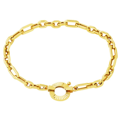 14K Yellow Gold Hoop Lock Chain Bracelet