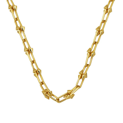 14K Yellow Gold Studded Designer Inspired Chain Necklace
