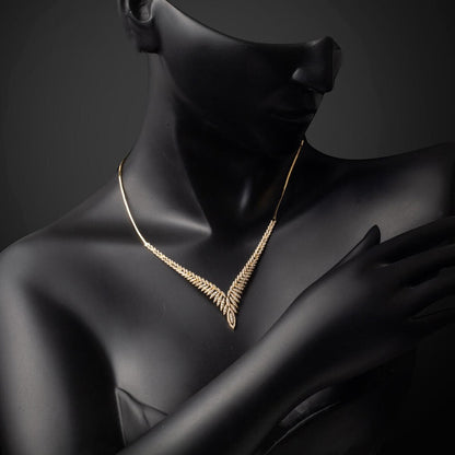 14K Yellow Gold Lily Cubic Zirconia Collar Necklace