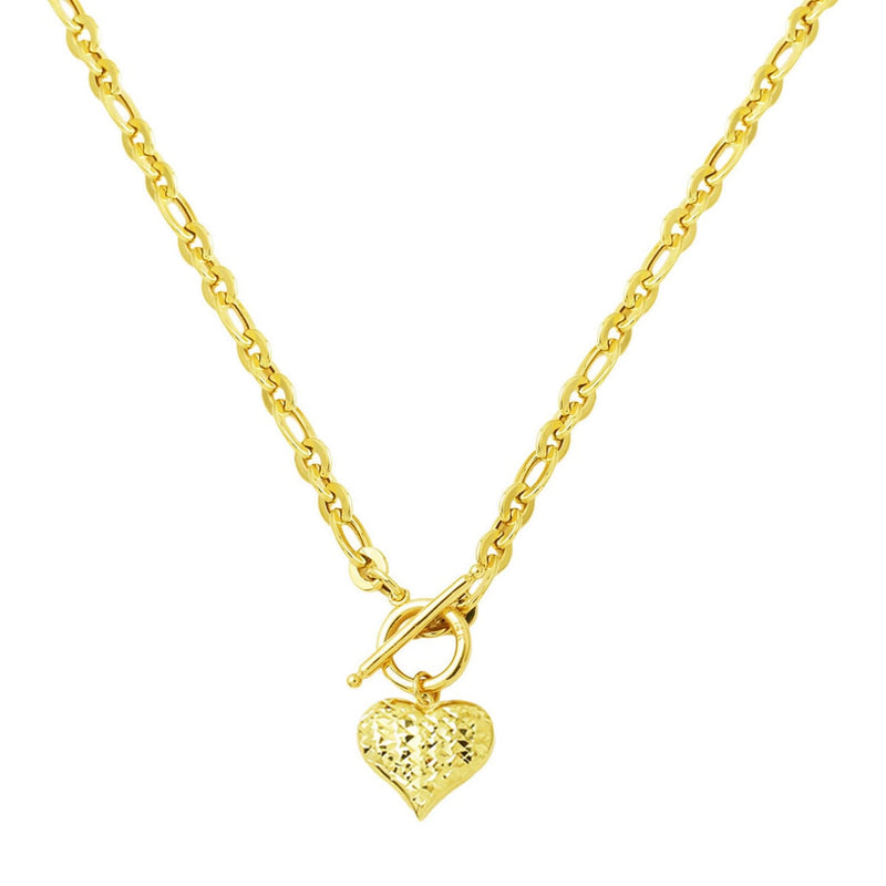 14K Yellow Gold Heart Chakra Modern Lock Necklace