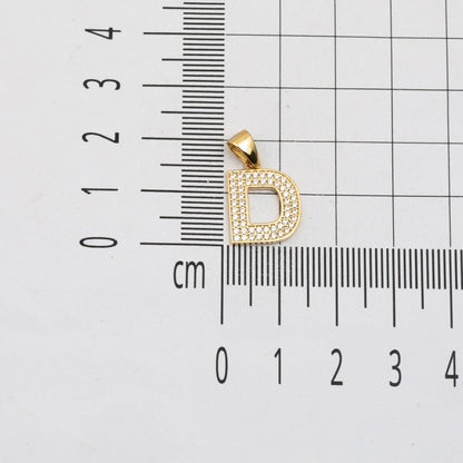 14K Yellow Gold D Initial Cubic Zirconia Pendant