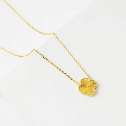 14K Yellow Gold Clover Large Necklace