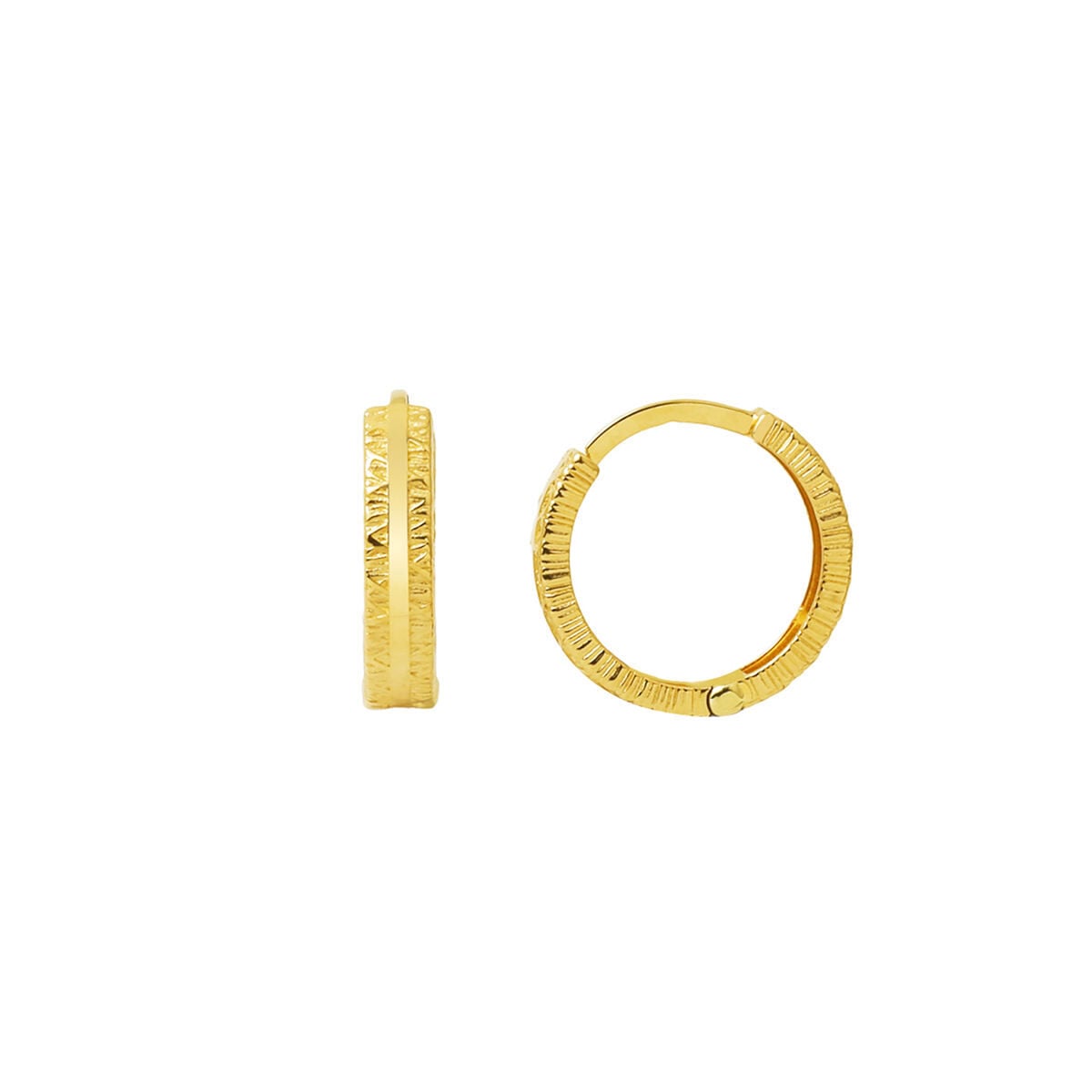 14K Yellow Gold Italian Design Hoop Earrings