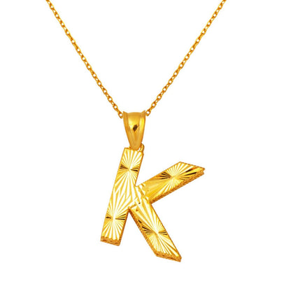 22K Yellow Gold Initial K Necklace