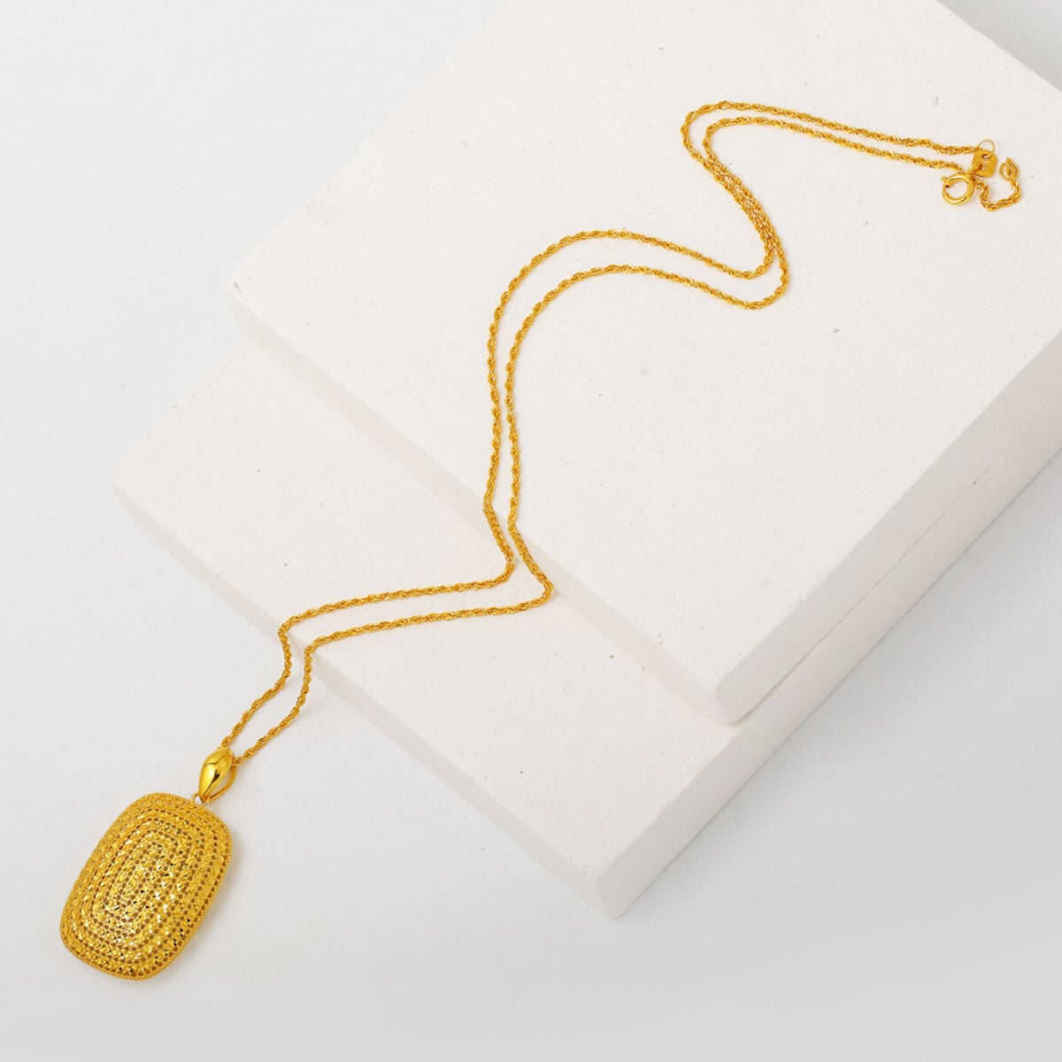 14K Yellow Gold Square-Cut Pendant