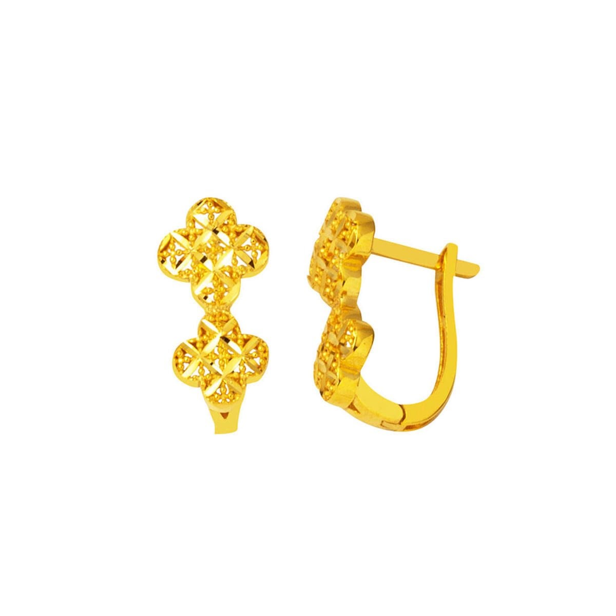 22K Yellow Gold Daisy Ivy Earrings