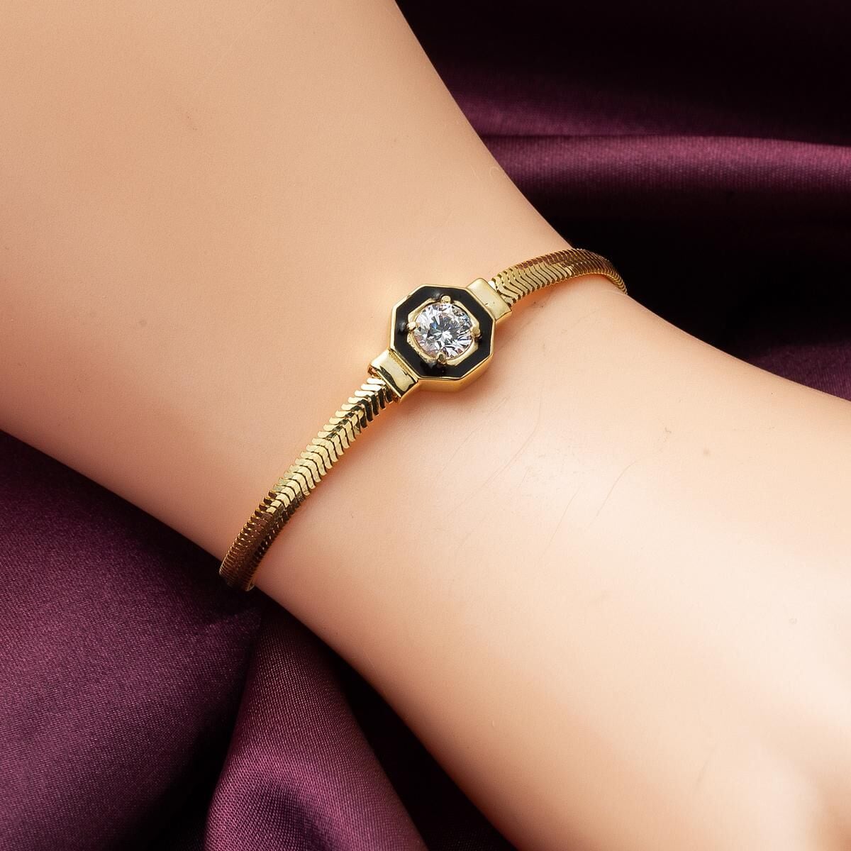 14K Yellow Gold Cagla Enamel Bracelet