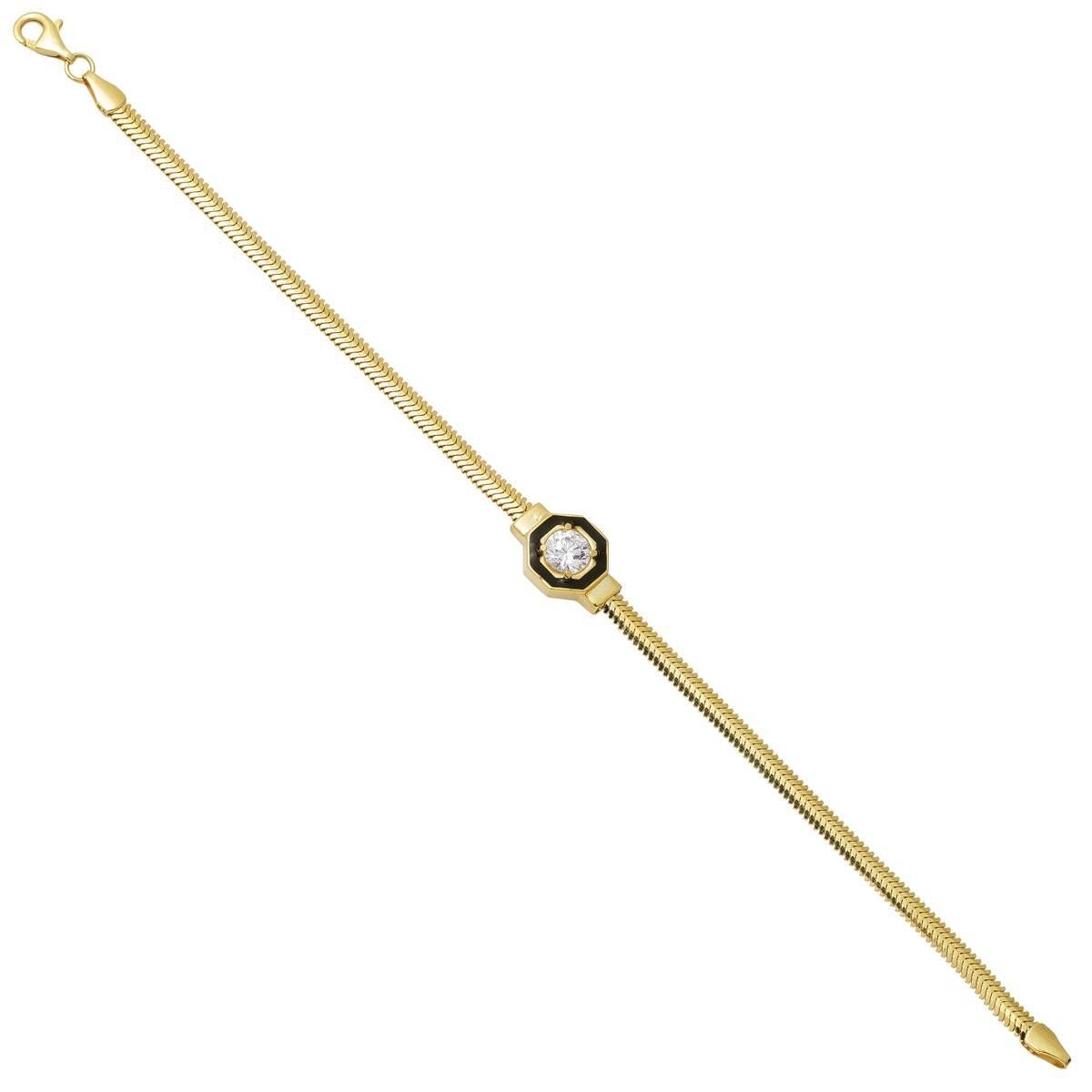 14K Yellow Gold Cagla Enamel Bracelet
