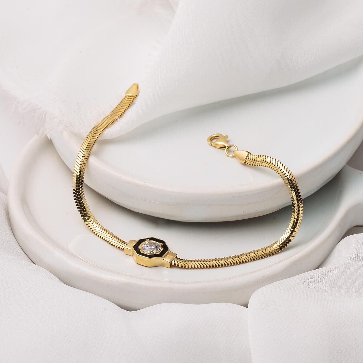 14K Yellow Gold Cagla Enamel Bracelet