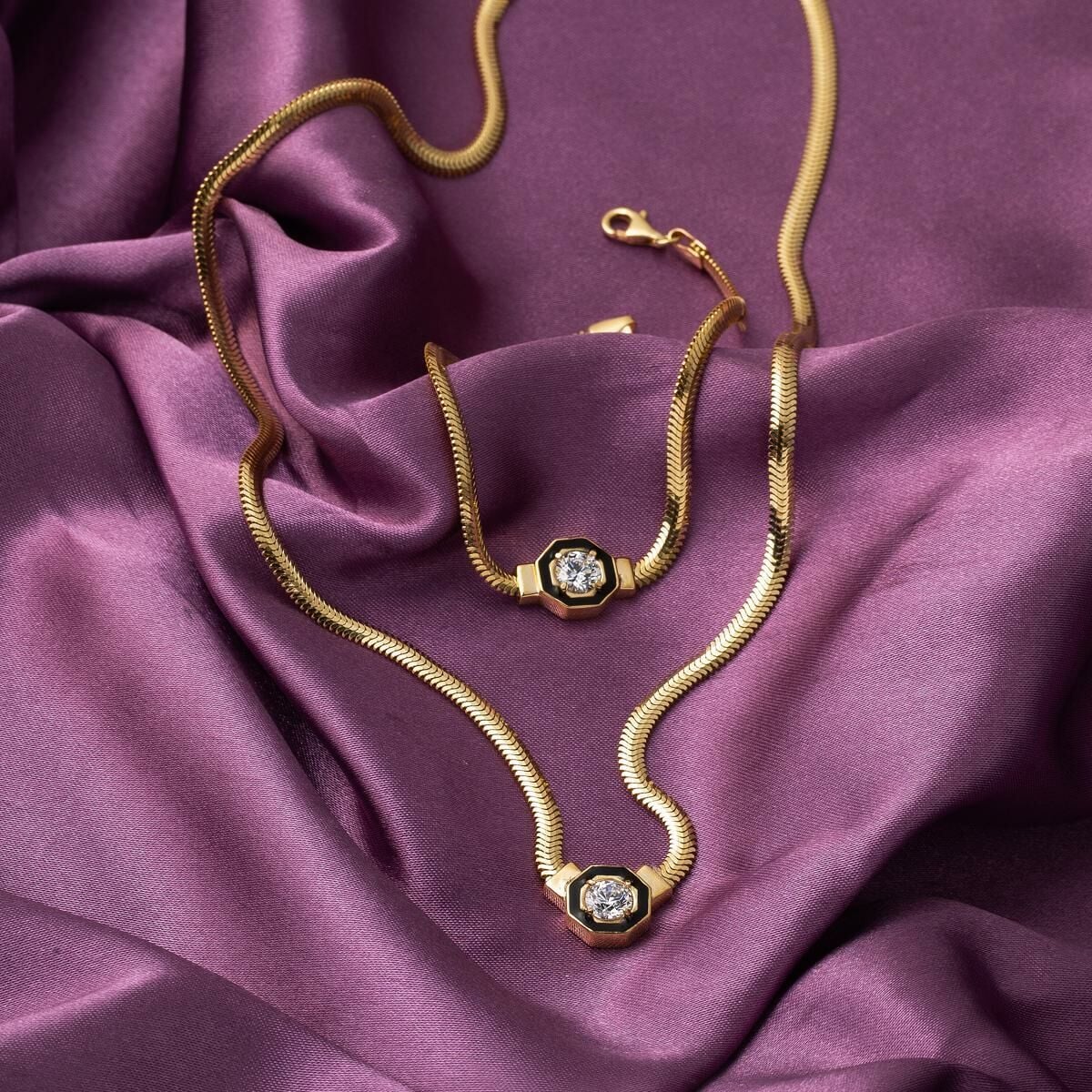 14K Yellow Gold Cagla Cubic Zirconia Jewelry Set (15.7 g)