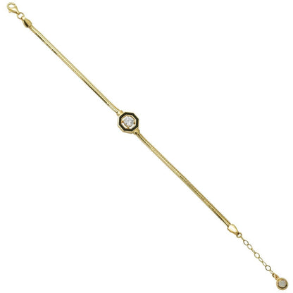 14K Yellow Gold Cagla Solitaire Enamel Bracelet