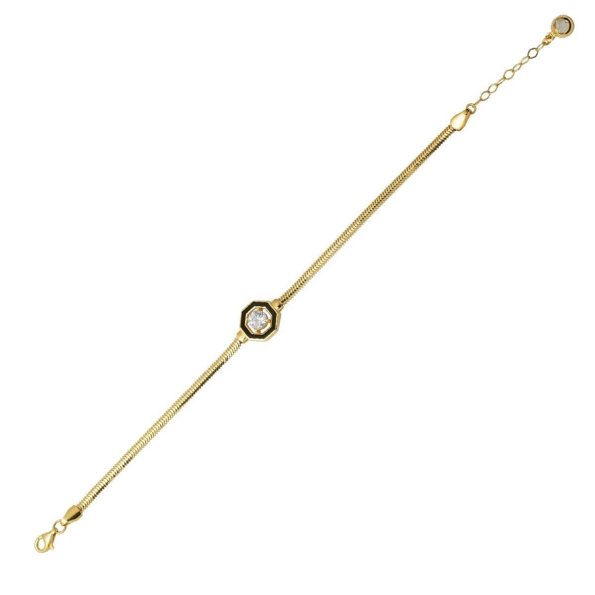 14K Yellow Gold Cagla Solitaire Enamel Bracelet