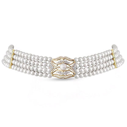14K Yellow Gold Camilla Pearl Collar Choker Necklace