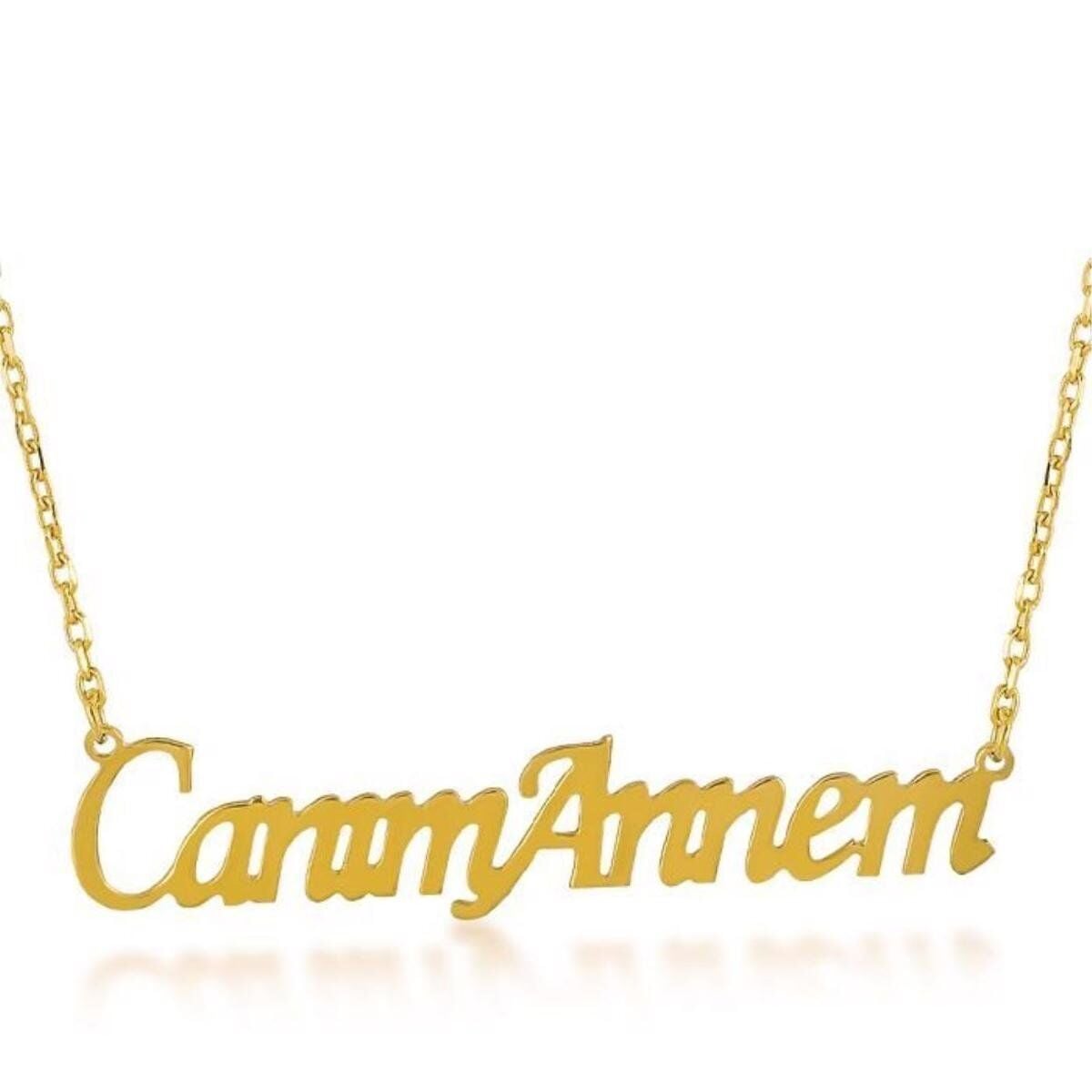 14K Yellow Gold Inscribed Dear Mom Necklace