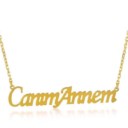 14K Yellow Gold Inscribed Dear Mom Necklace