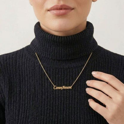 14K Yellow Gold Inscribed Dear Mom Necklace