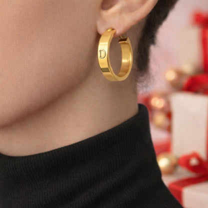 14K Yellow Gold Designer Inspired 2 cm Diameter Hoop Earrings