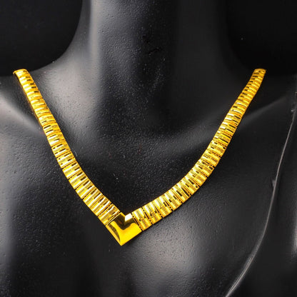 22K Yellow Gold Chevron Wedding Set