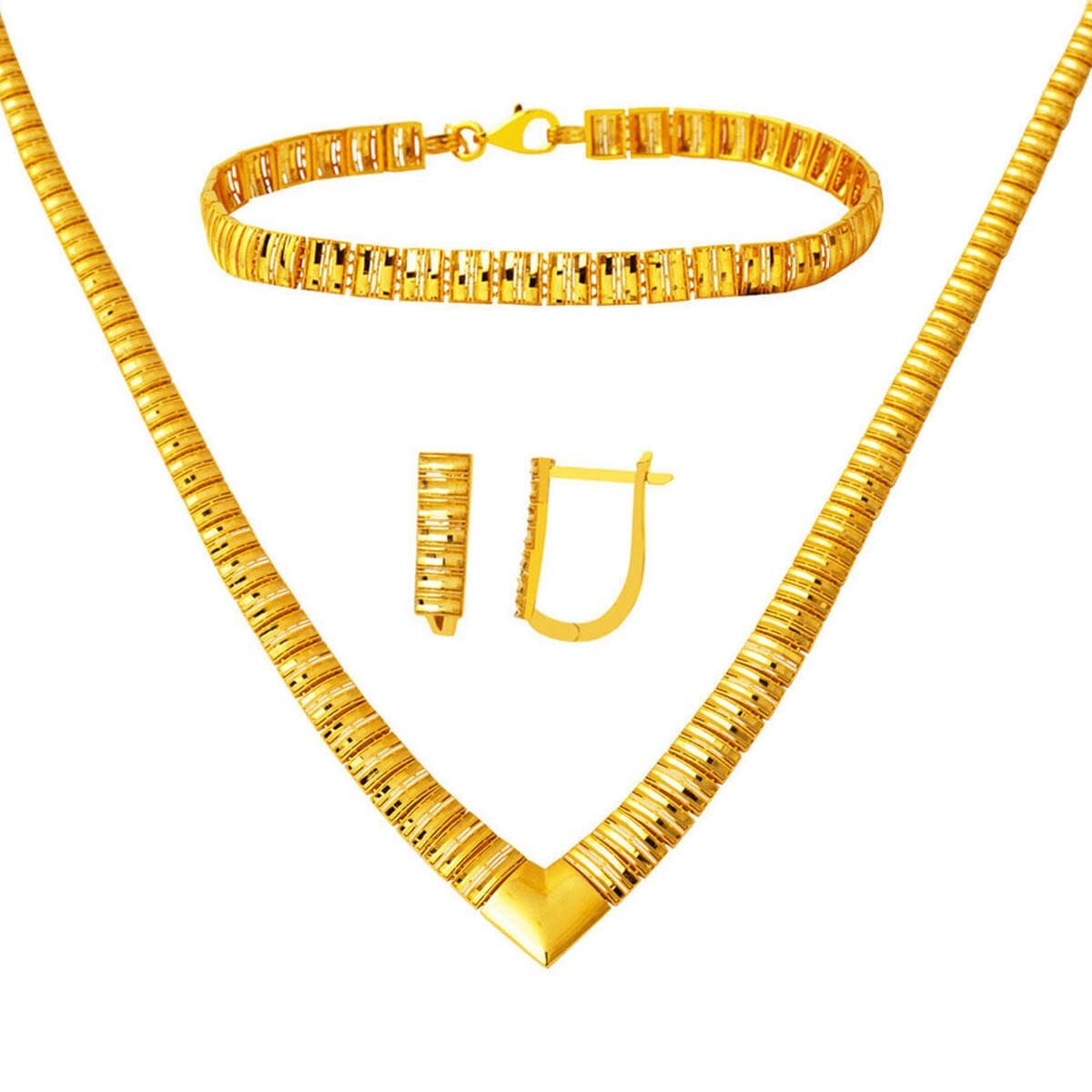 22K Yellow Gold Chevron Set