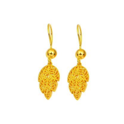 14K Yellow Gold Laurel Leaf Earrings