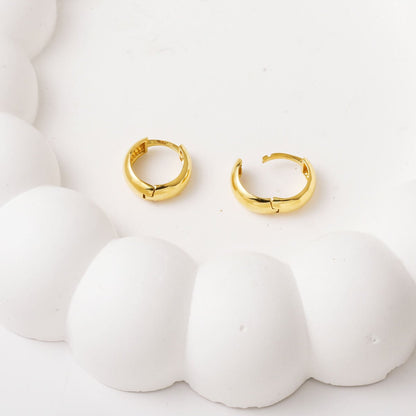 14K Yellow Gold Wide Puffed Hoop Earrings