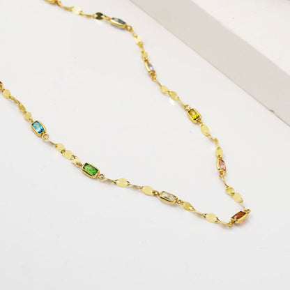 14K Yellow Gold Harmony Minimalist Cubic Zirconia Necklace
