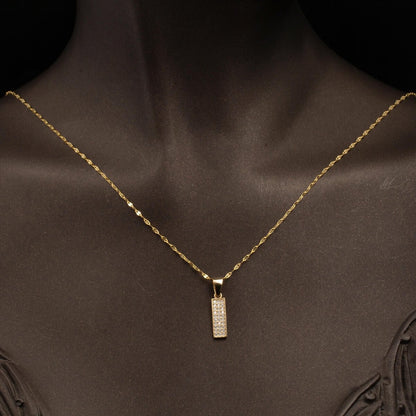 14K Yellow Gold Initial I Cubic Zirconia Necklace