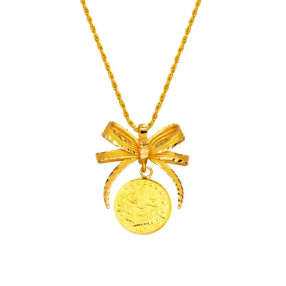 22K Yellow Gold Quarter Coin Ottoman Resat Coin Necklace