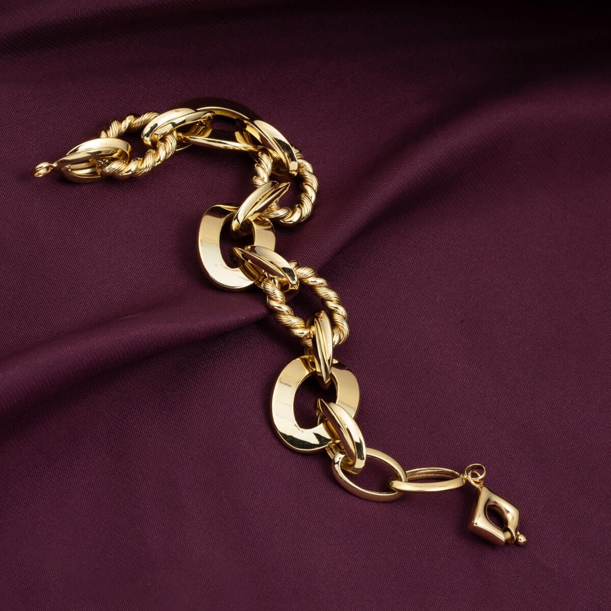 14K Yellow Gold Twisted Thick Bracelet