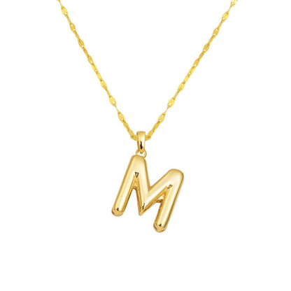 14K Yellow Gold Balloon Initial M Necklace