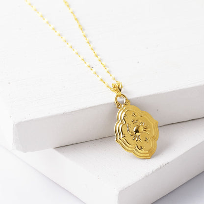14K Yellow Gold Retro Cancer Zodiac Necklace