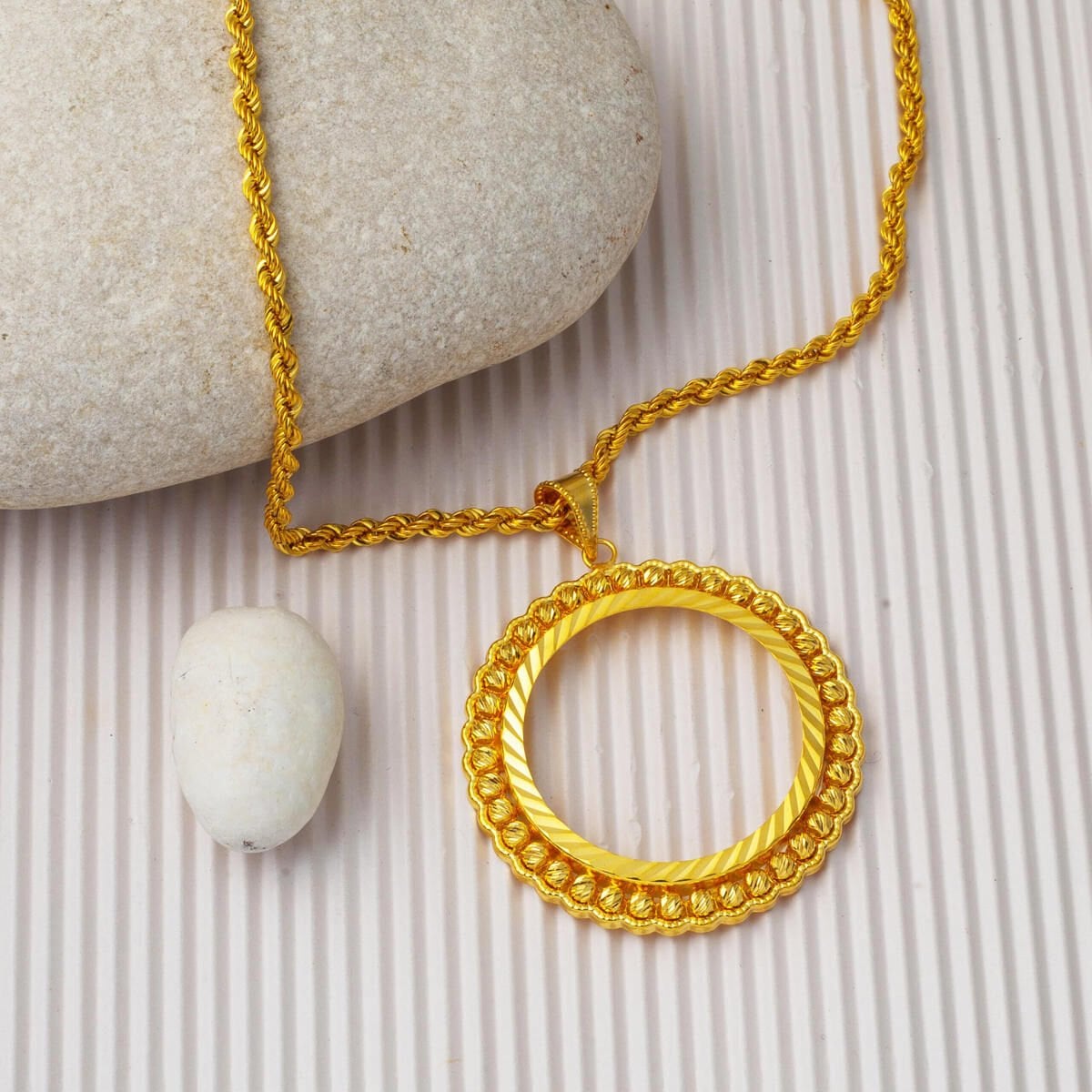 14K Yellow Gold Full Bezel Necklace