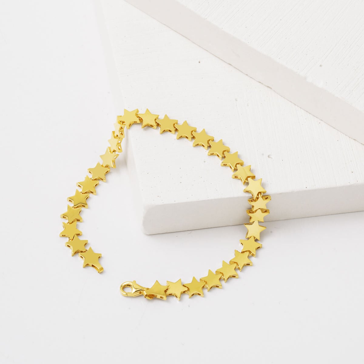 14K Yellow Gold Star Path Bracelet