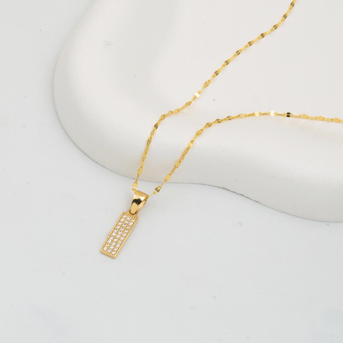 14K Yellow Gold Initial I Cubic Zirconia Necklace