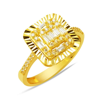 14K Yellow Gold Illusion Baguette Cubic Zirconia Ring (2.54 g)
