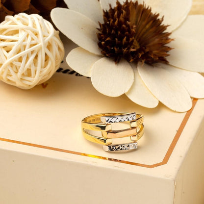 14K Yellow Gold 3-Piece Ribbed Ring