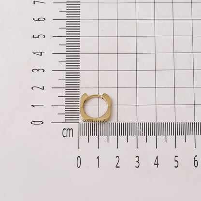 14K Yellow Gold Square-Cut Cubic Zirconia Hoop Earrings (2.25 g)