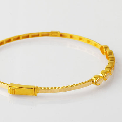 14K Yellow Gold Ajda Hand Engraved Hinged Cuff Bracelet