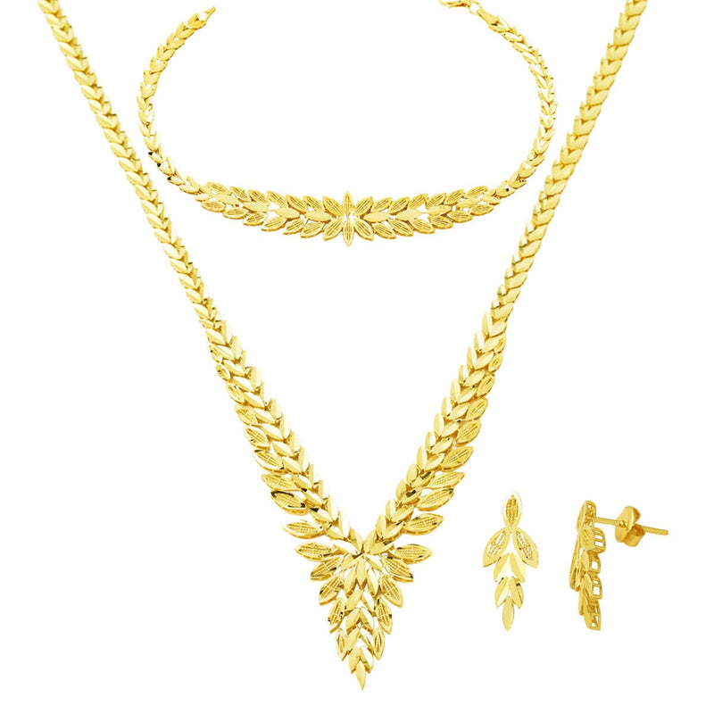 14K Yellow Gold Meriva Wheat Wedding Set