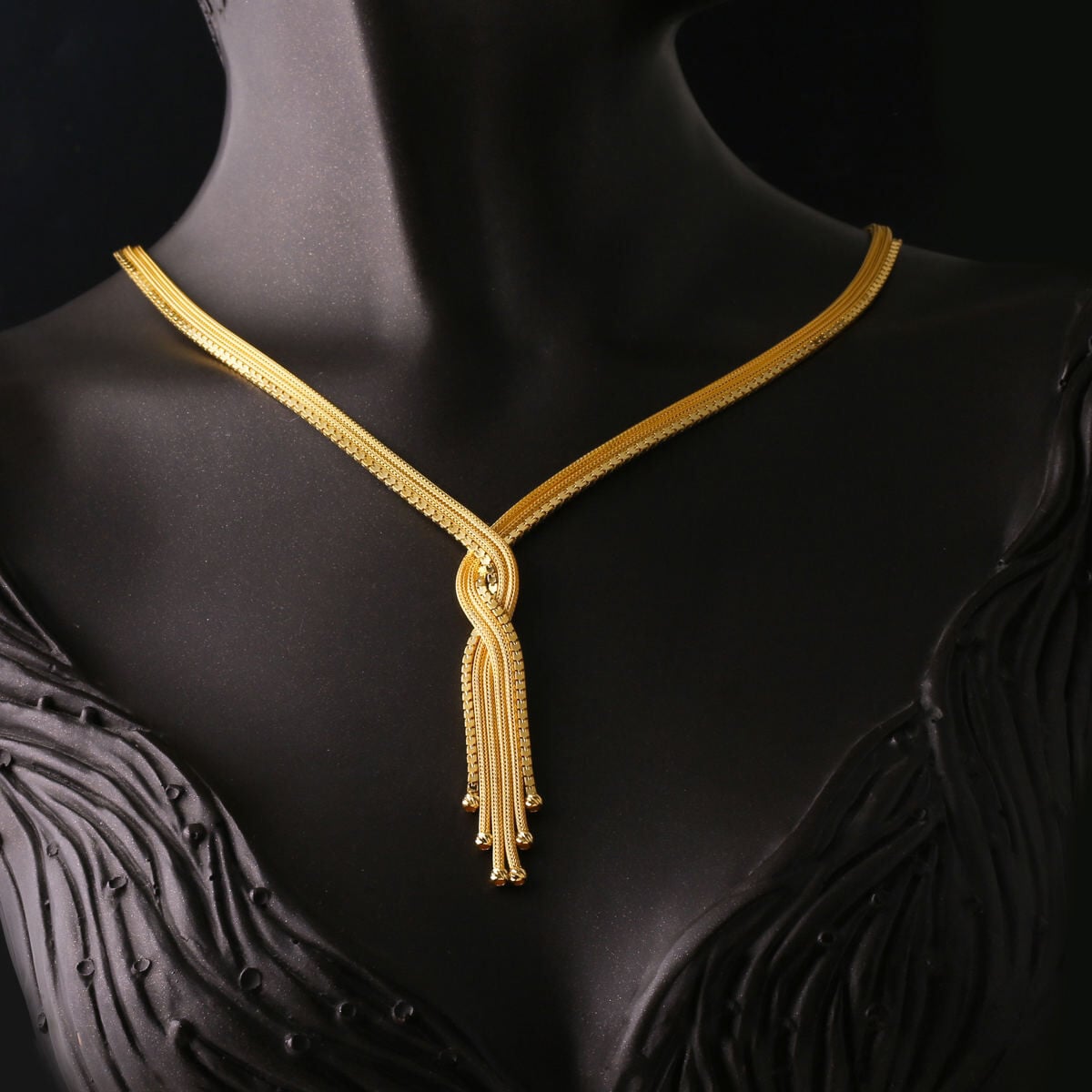 14K Yellow Gold Woven Link Chain Jewelry Set