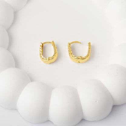 14K Yellow Gold Sparkle Hand Engraved Hoop Earrings (1.69 g)