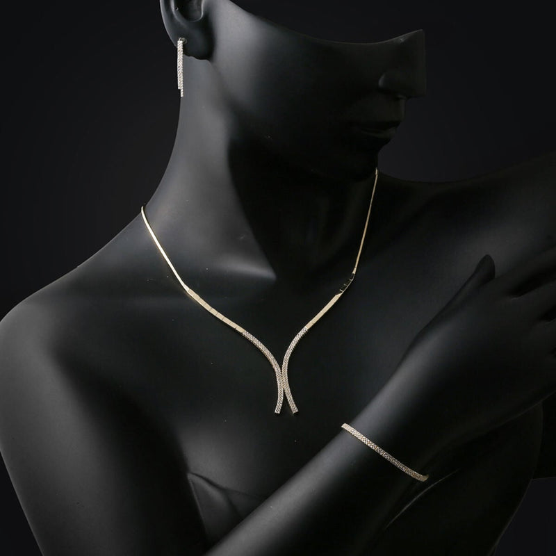 14K Yellow Gold Tennis Wedding Cubic Zirconia Set