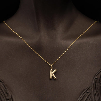 14K Yellow Gold Balloon Initial K Necklace