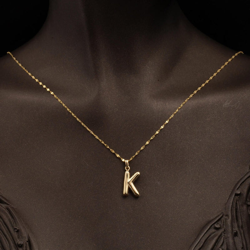 14K Yellow Gold Balloon Initial K Necklace