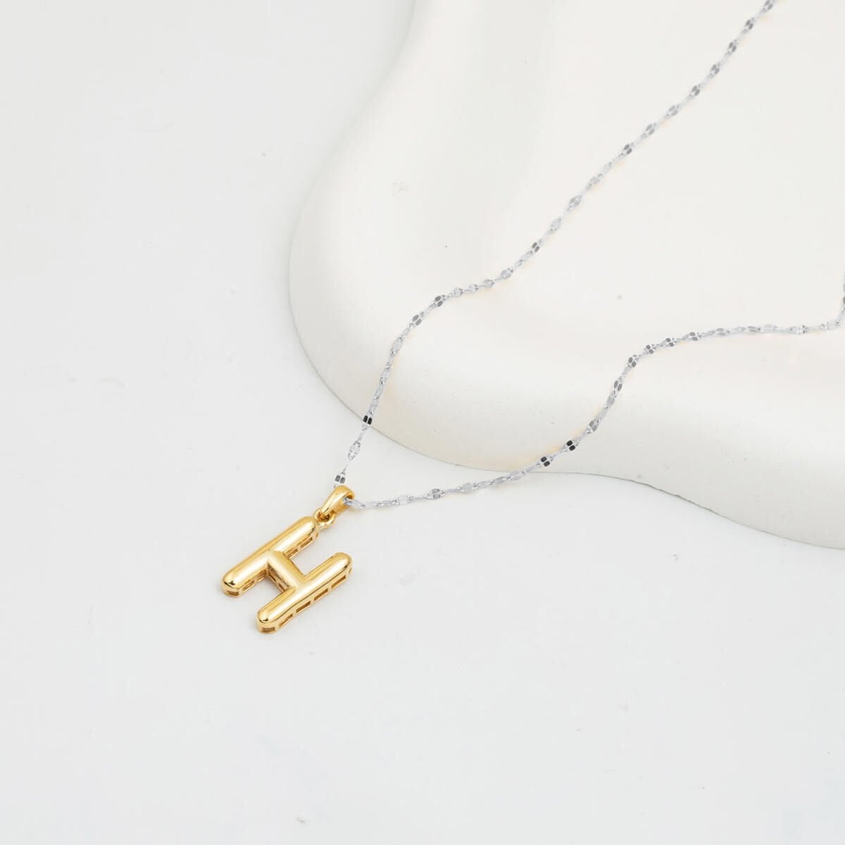 14K Yellow Gold Balloon Initial H Pendant