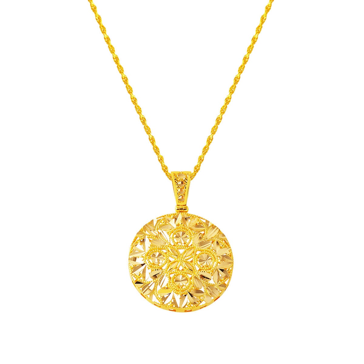 14K Yellow Gold Sparkling Drop Necklace