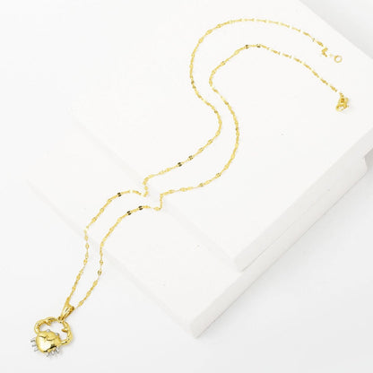 14K Yellow Gold Cancer Zodiac Necklace